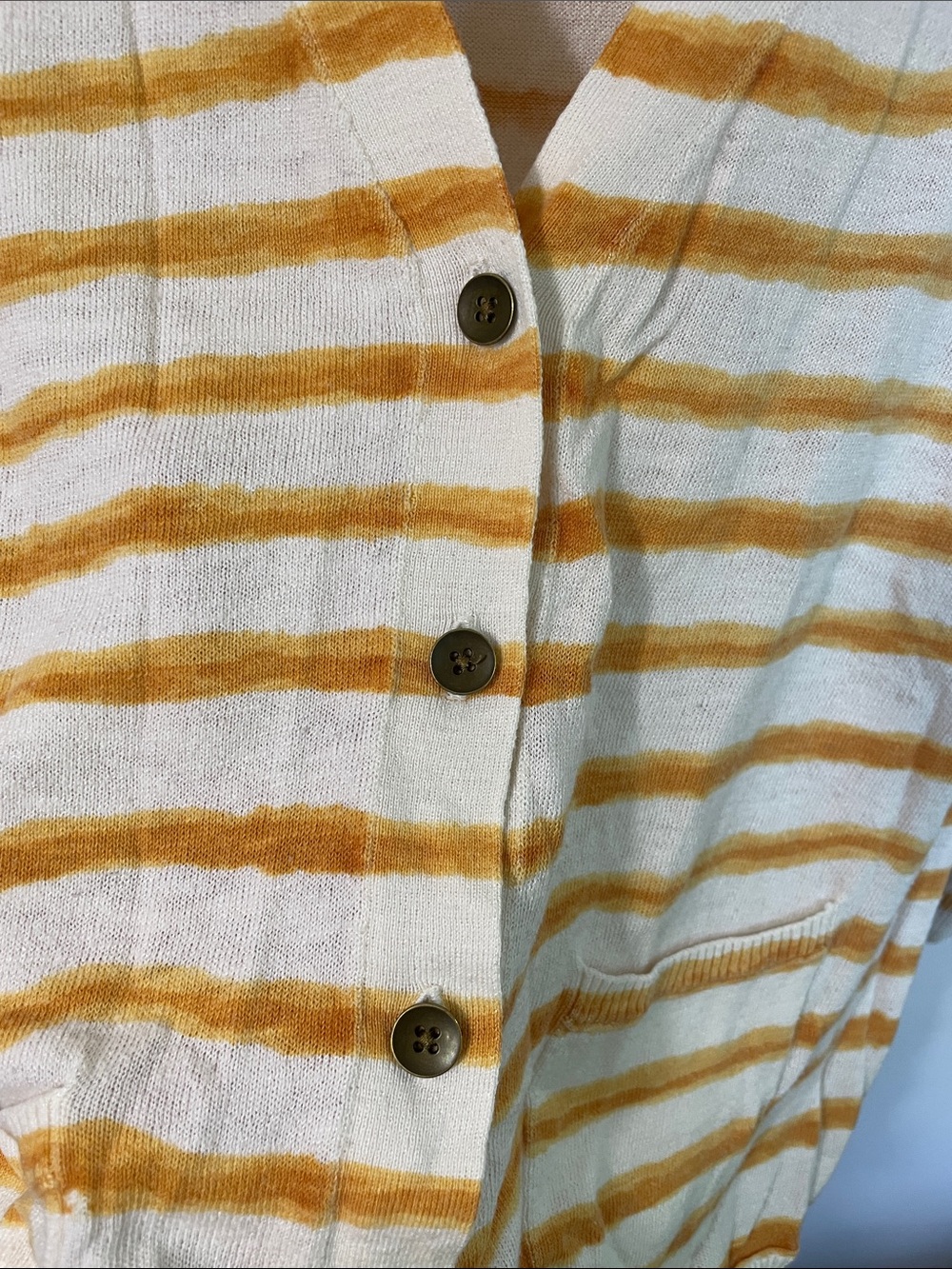 Lucky Brand Striped V-Neck Button Up Lightweight Long Sleeve Cardigan Size M - Picture 4 of 10